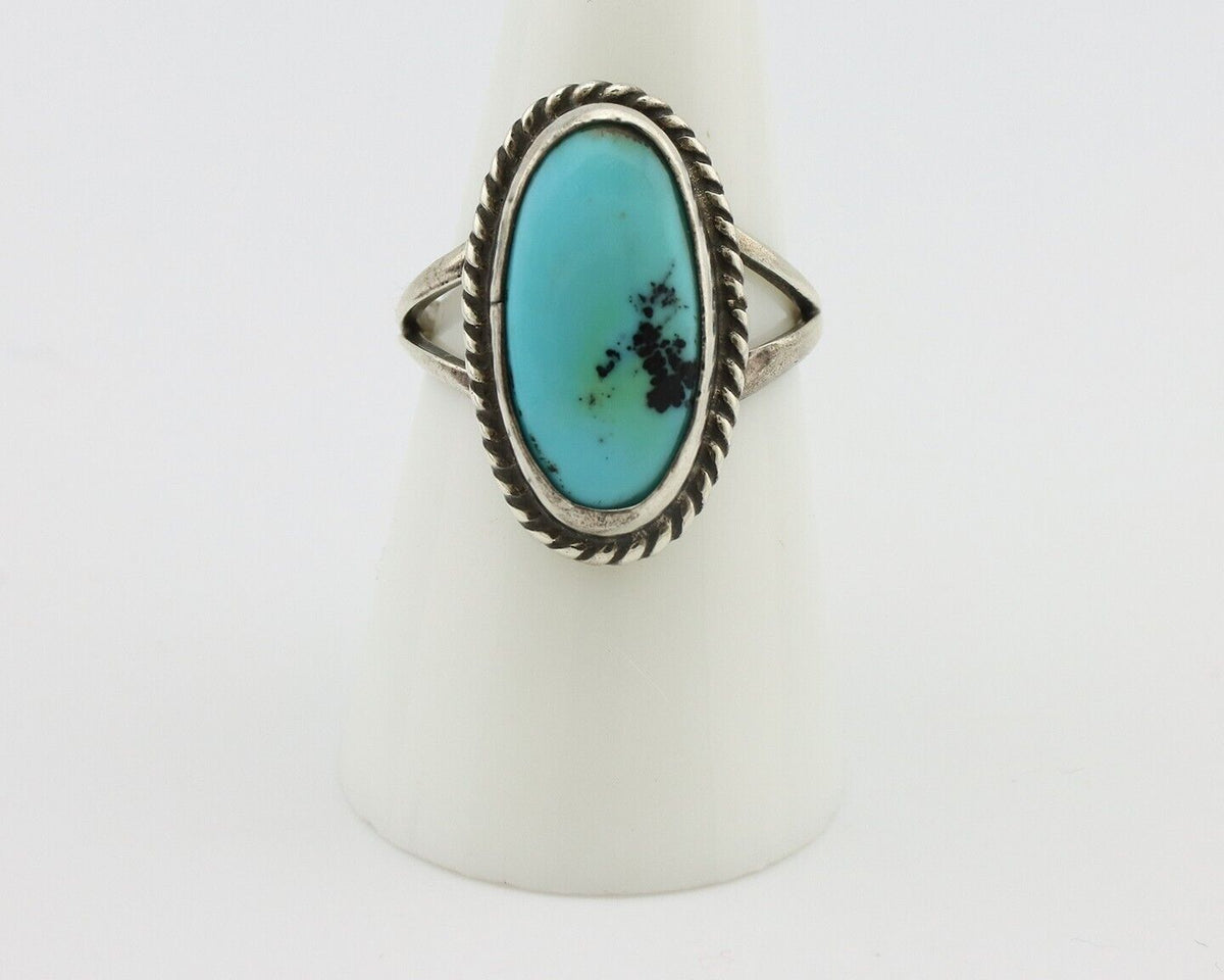 Navajo Ring 925 Silver Kingman Turquoise Native American Artist C.80's