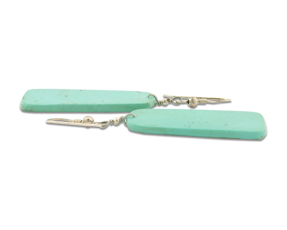 Santo Domingo Earrings 925 Silver Natural Turquoise Native American Artist C80s