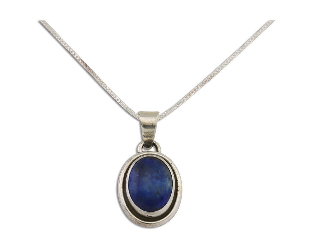 Navajo Pendant 925 Silver Natural Lapis Lazuli Signed Sunrise C.80's