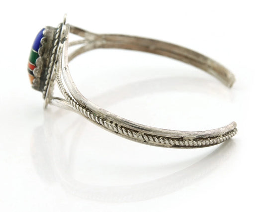 Navajo Cuff Bracelet 925 Sterling Silver Natural Gemstones Vintage
