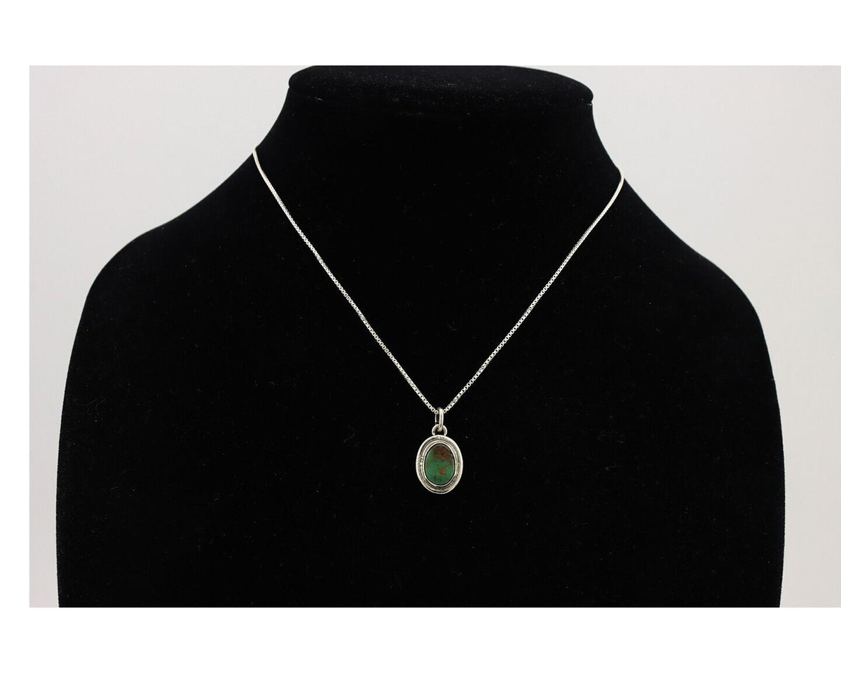 Navajo Necklace 925 Silver Natural Kingman Turquoise Native Artist C.2008