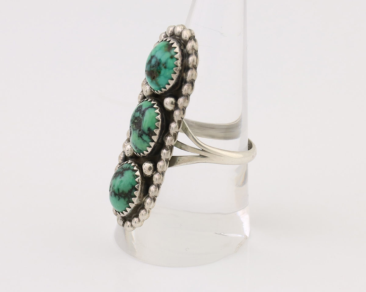 Navajo Handmade Ring 925 Silver Natural Turquoise Native American Artist C.80's