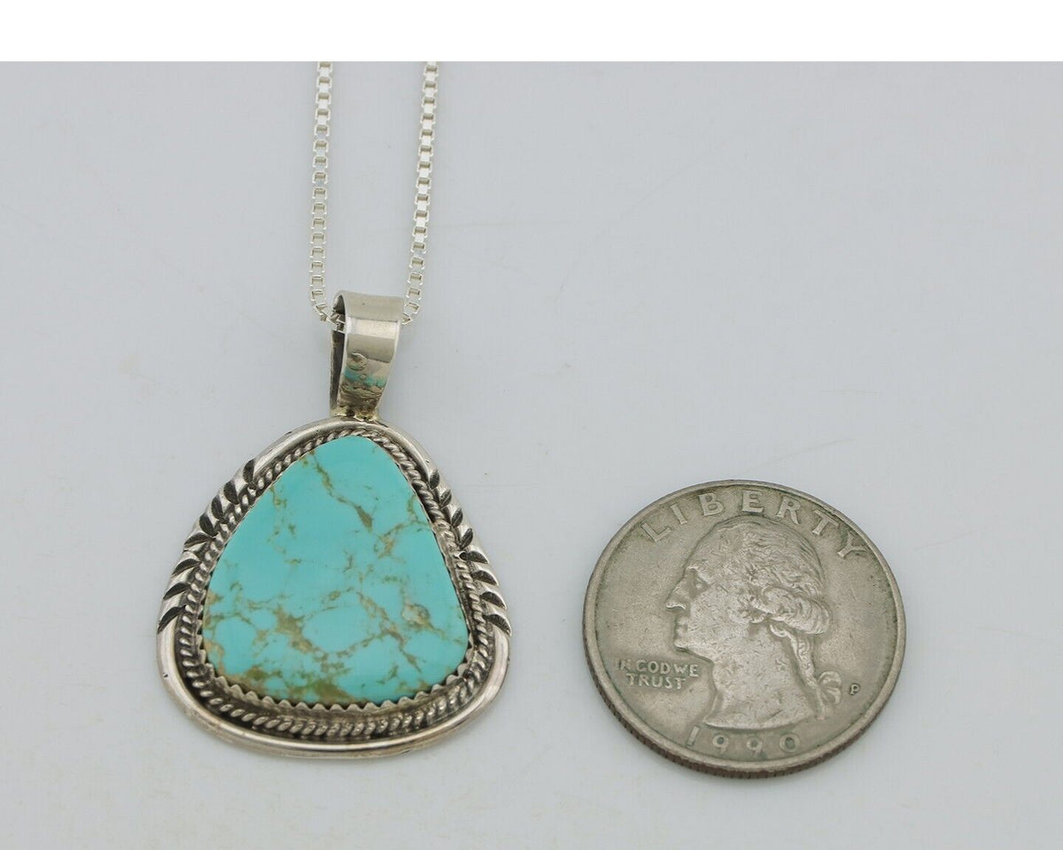 Navajo Necklace 925 Silver Kingman Turquoise Signed Anna Begay C.80's