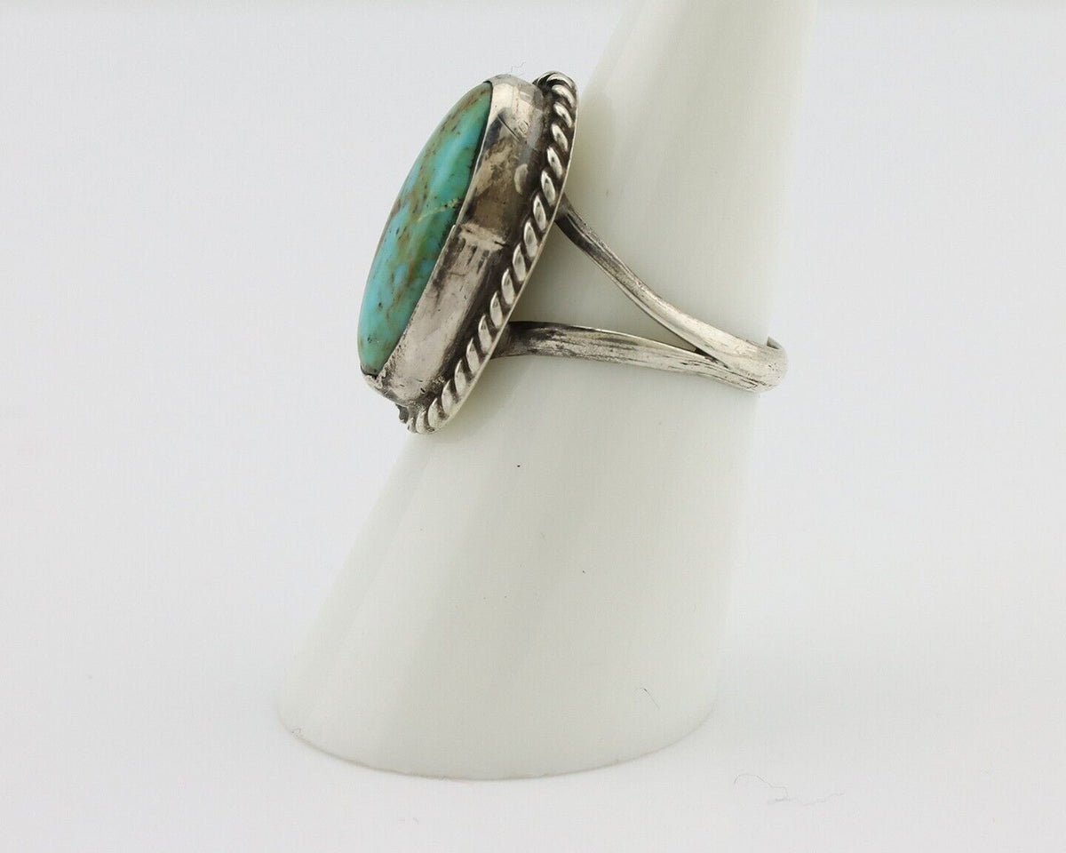 Navajo Ring 925 Silver Kingman Turquoise Native American Artist C.80's