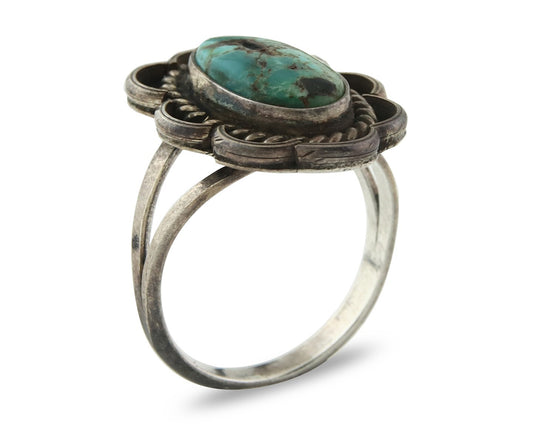 Vintage Navajo Ring 925 Sterling Silver Turquoise Handmade Size 7.5