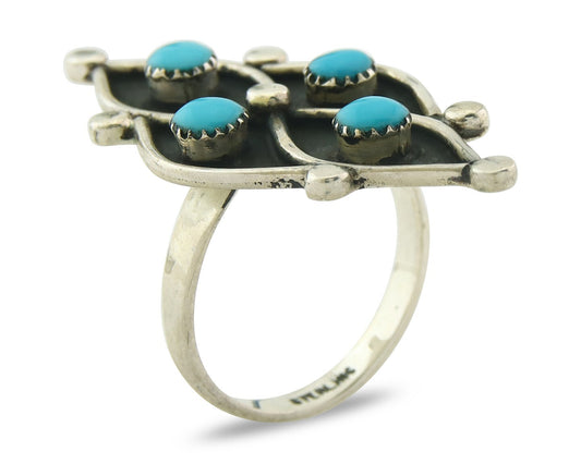 Vintage Zuni Ring 925 Sterling Authentic Natural Turquoise Native Artist Sz 8.25