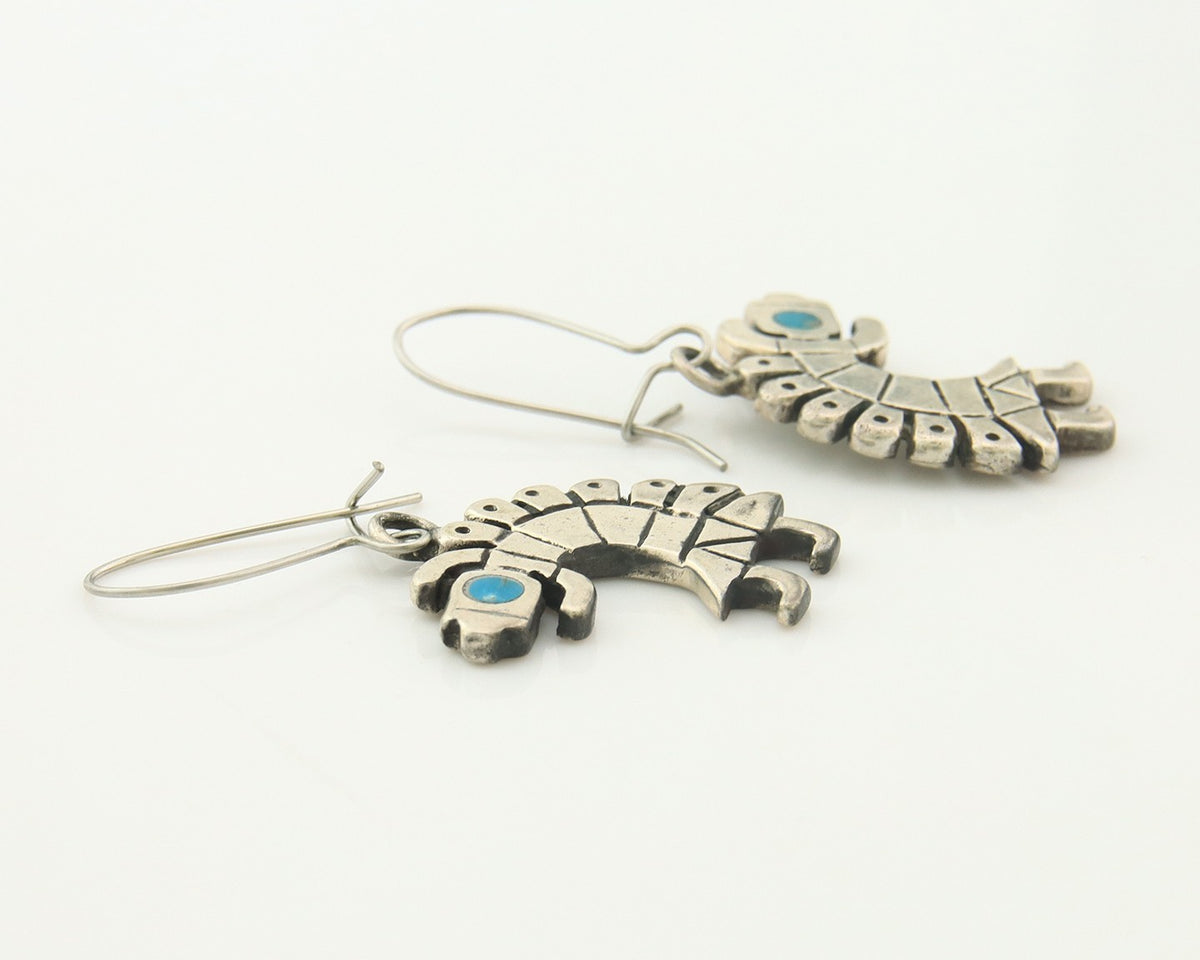 Navajo Dangle Earrings Sterling Silver Turquoise Vintage Handmade Dancer