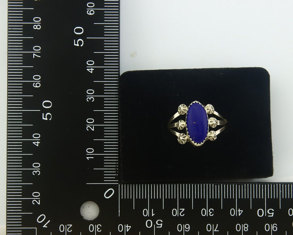 Navajo Ring 925 Sterling Natural Lapis Handmade Native Artist C.80's