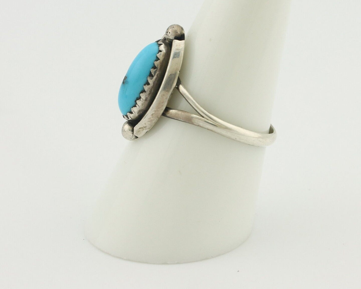 Navajo Ring 925 Silver Sleeping Beauty Artist Signed Sky Stone Creations C.80's