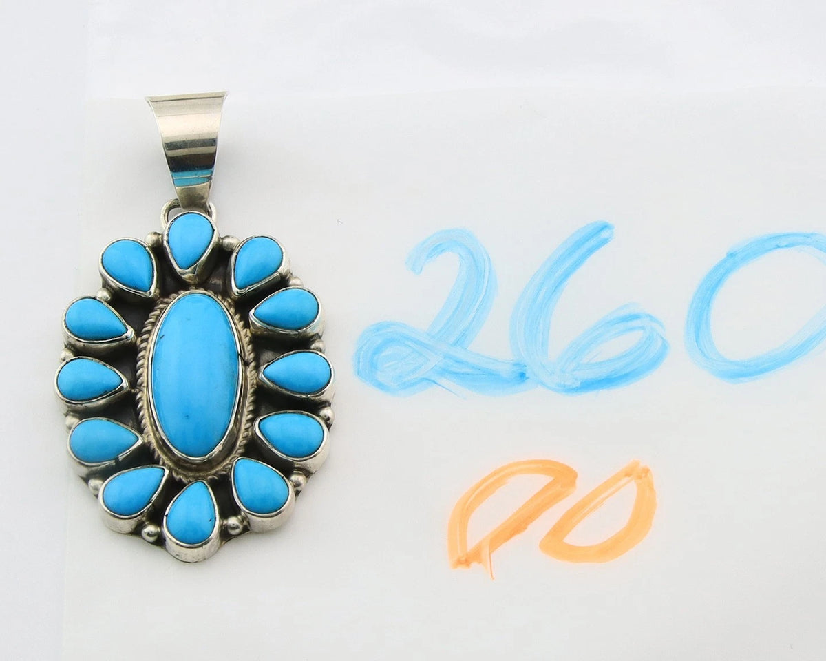 Navajo Pendant Sterling Silver Turquoise Vintage Signed SS
