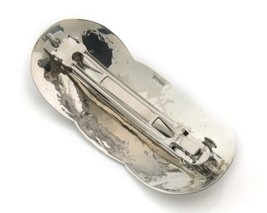 Vintage Navajo Barrette 925 Sterling Silver Hand Stamped Authentic Native Artist