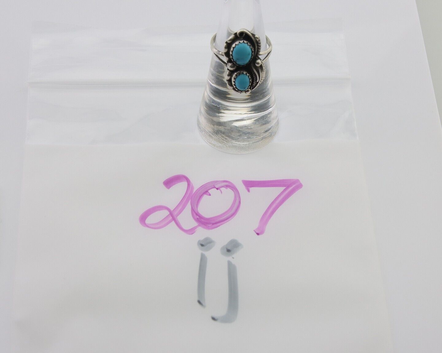 Navajo Ring 925 Silver Natural Blue Turquoise Artist Signed SC C.80's Size 5.5