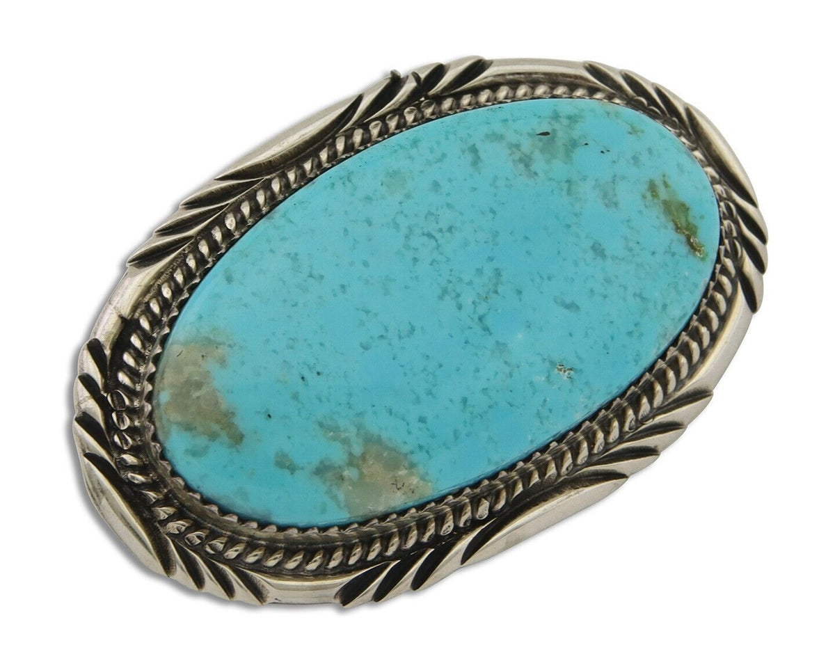 Navajo Pin Pendant 925 Silver Natural Blue Turquoise Artist signed DS C.80's