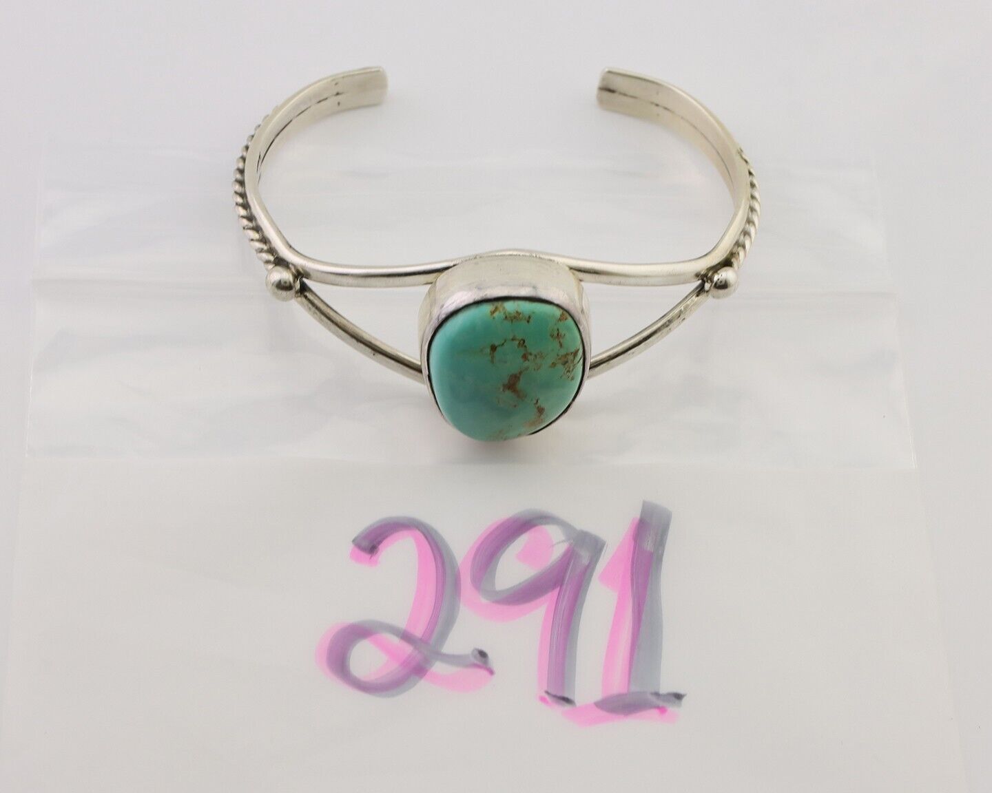 Navajo Cuff Bracelet 925 Silver Natural Blue Turquoise Artist Signed Gecko C.80s