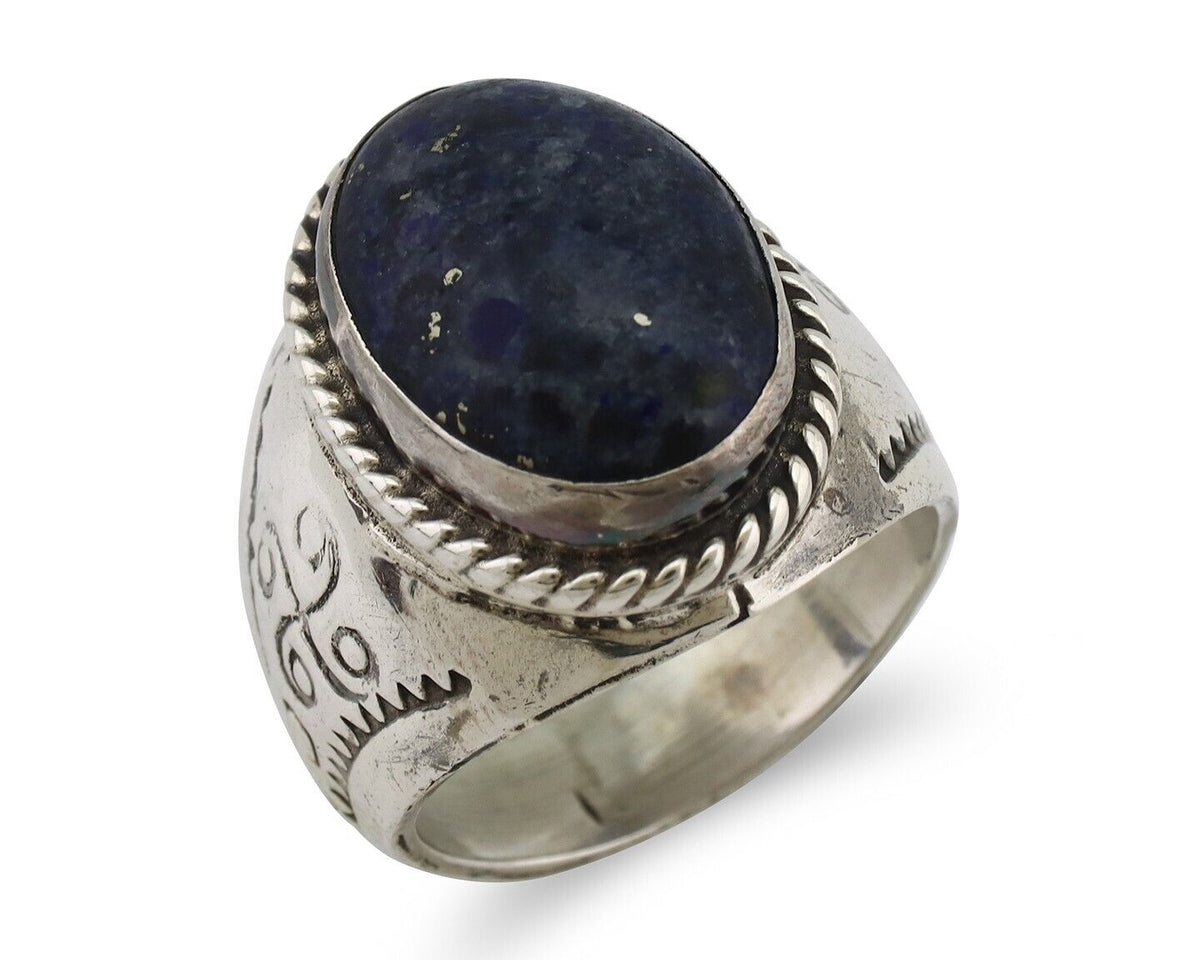 Navajo Ring 925 Silver Natural Blue Lapis Lazuli Native American Artist C.80's