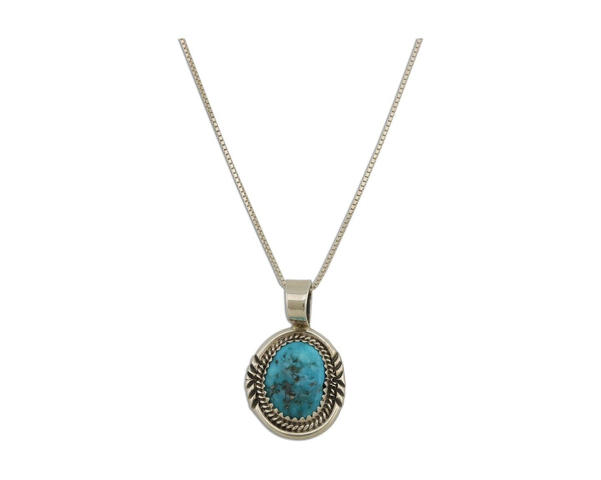 Navajo Necklace 925 Silver Blue Turquoise Artist Signed Anna Begay C.80s