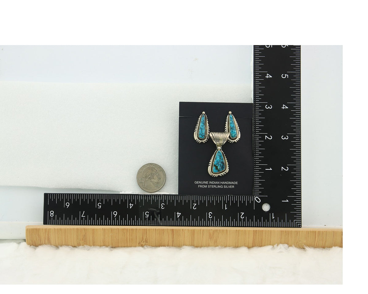 Navajo Pendant Earrings Set Sterling Silver Turquoise Signed Tom Willeto