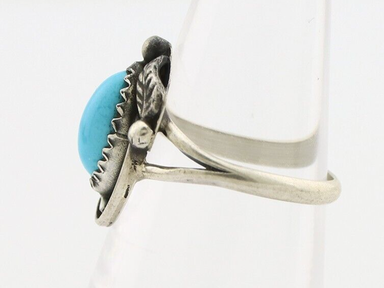 Navajo Ring 925 Silver Sleeping Beauty Turquoise Signed SkyStone Creations C80s