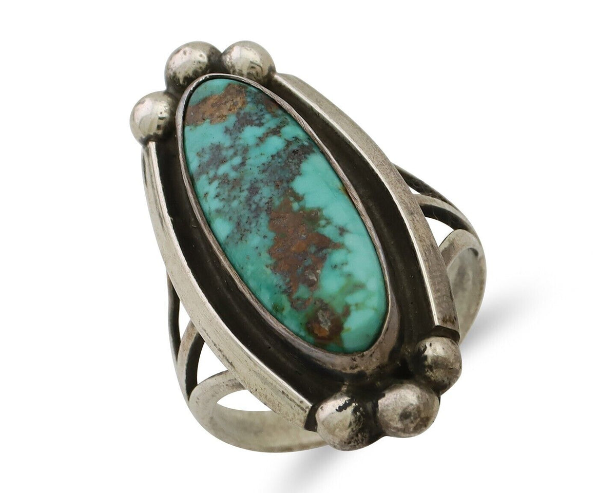 Navajo Royston Turquoise Ring 925 Silver Native Artist Signed Sunrise C.80's