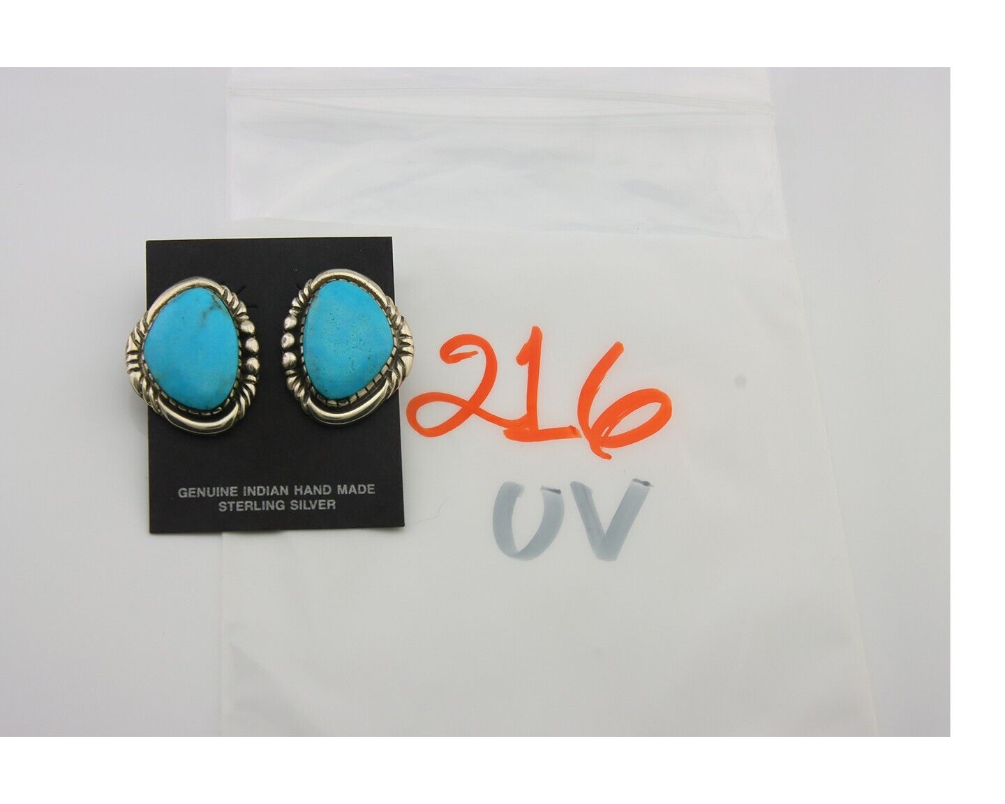 Navajo Earrings 925 Silver Natural Turquoise Artist Signed E Jackson C80s