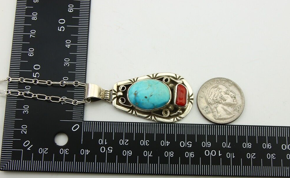 Navajo Necklace 925 Silver Spiderweb Turquoise Artist Signed Teepee on Hill C80s