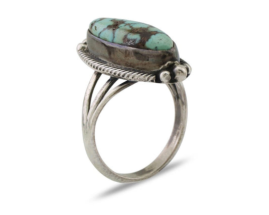 Navajo Ring 925 Silver Turquoise Signed D. Delgarito Size 7.5 C.80's