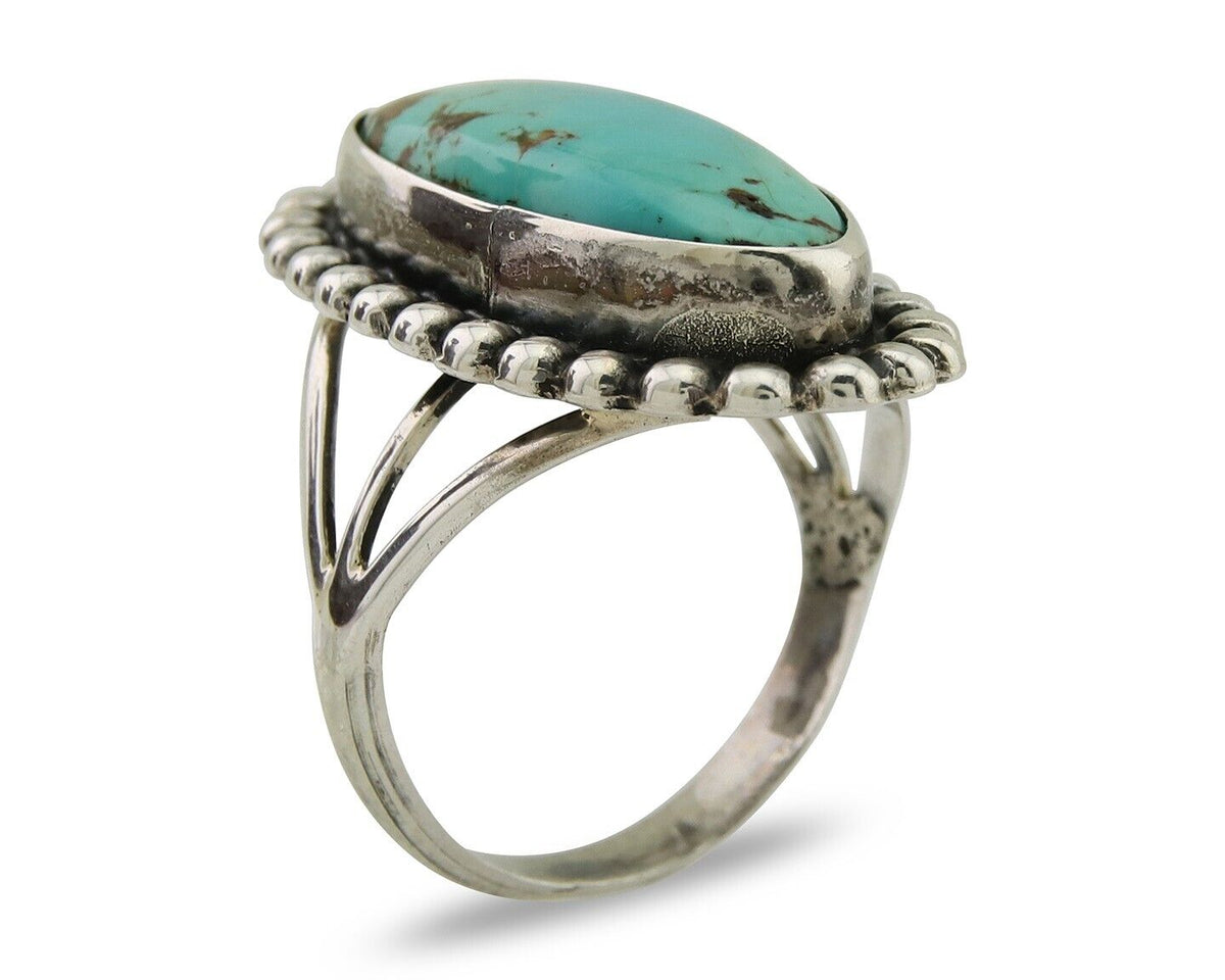 Navajo Shield Ring 925 Silver Arizona Turquoise Native Artist C.80's