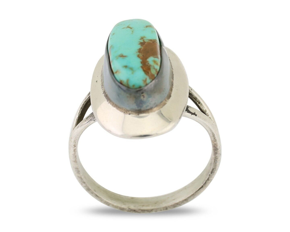 Navajo Ring 925 Silver Kingman Turquoise Artist Signed Kachina C.80's