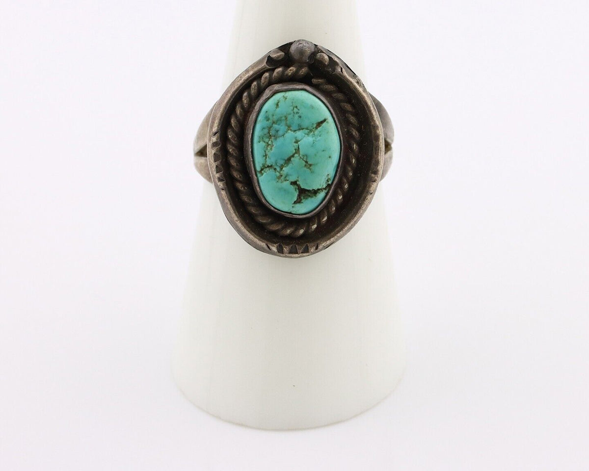 Navajo Ring 925 Silver Blue Turquoise Native American Artist C.80's