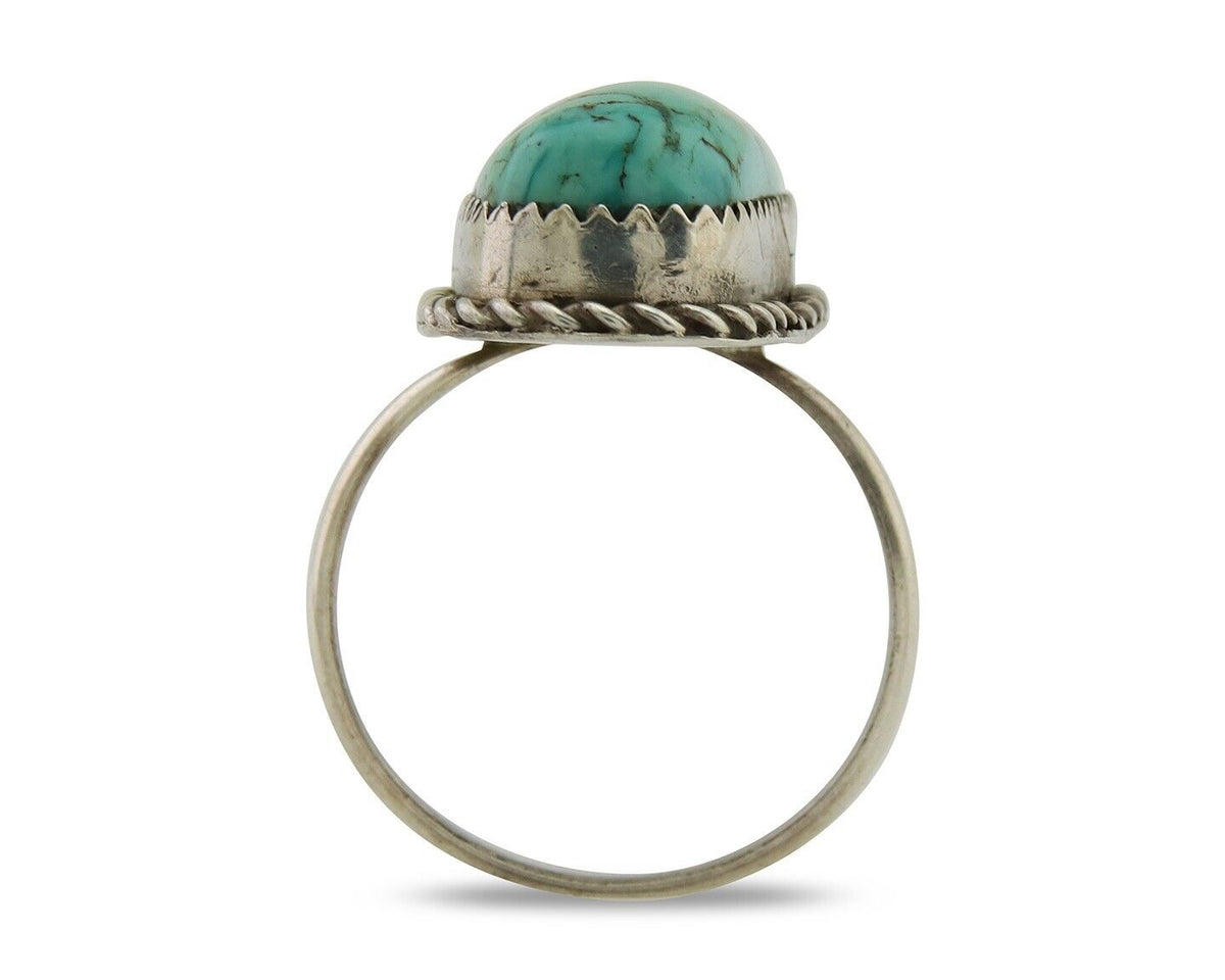 Navajo Ring 925 Sterling Silver Turquoise Native American Artist C.80's