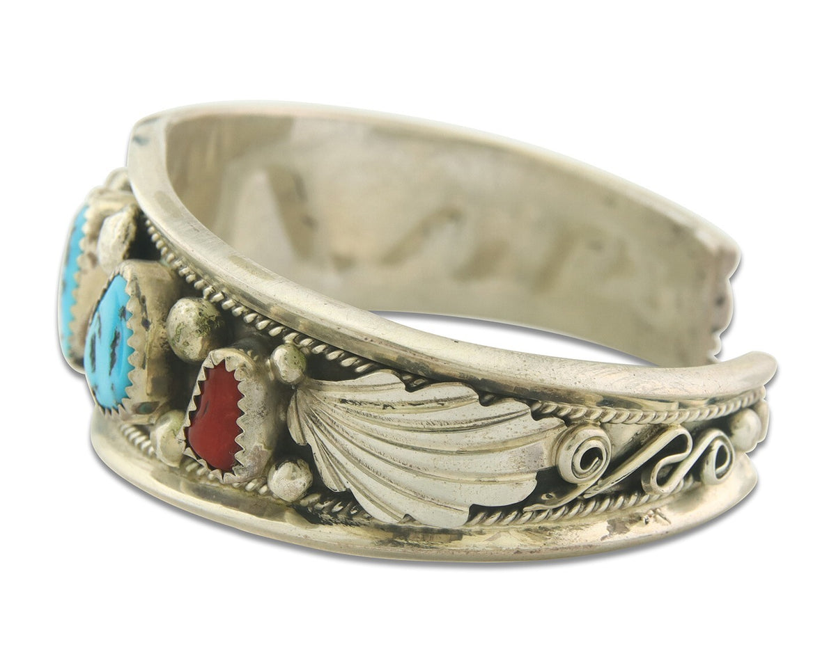 Vintage Navajo Bracelet 925 Silver Handmade Authentic Gemstone Traditional JM