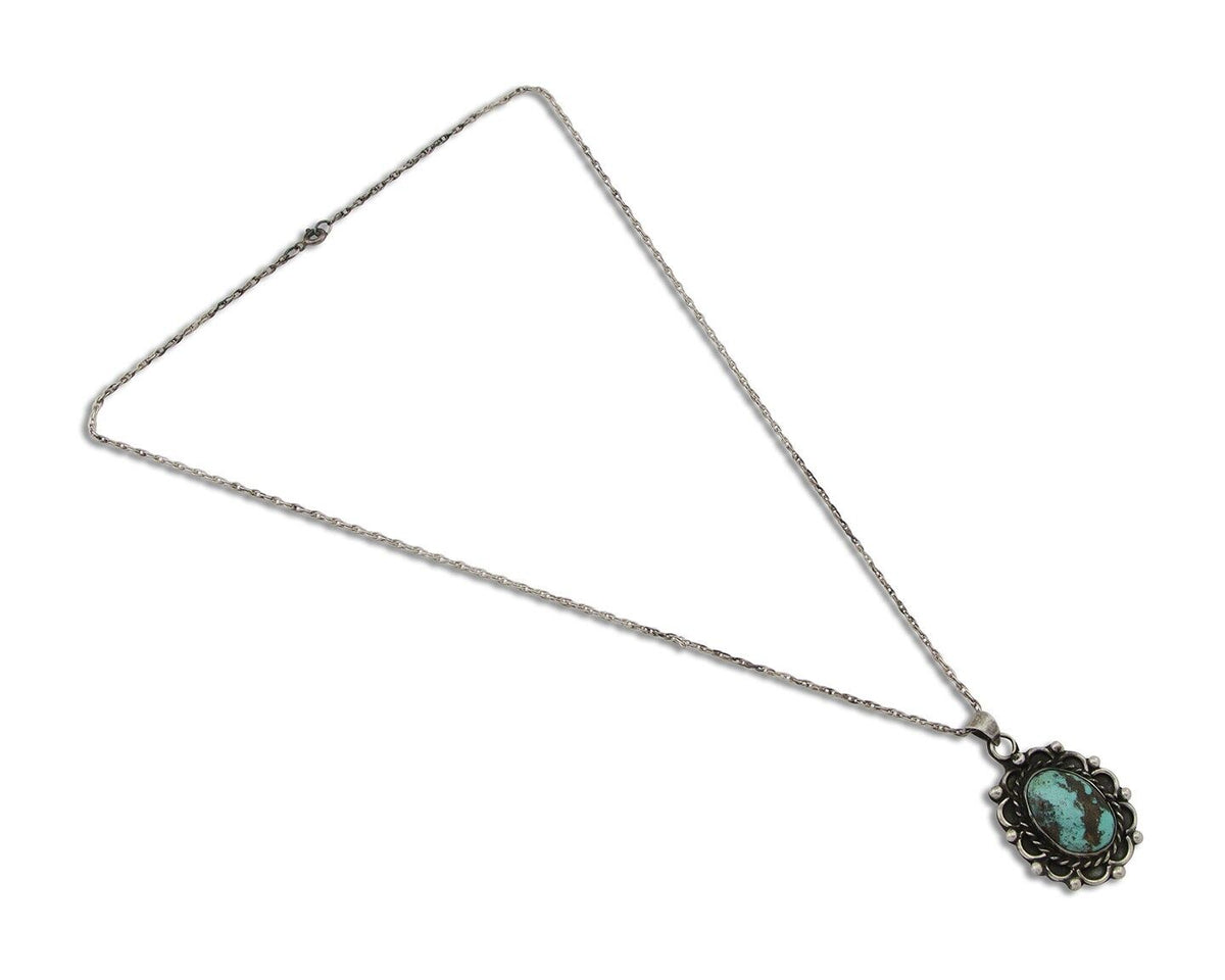 Navajo Necklace 925 Silver Natural Turquoise Native American Artist C.80's