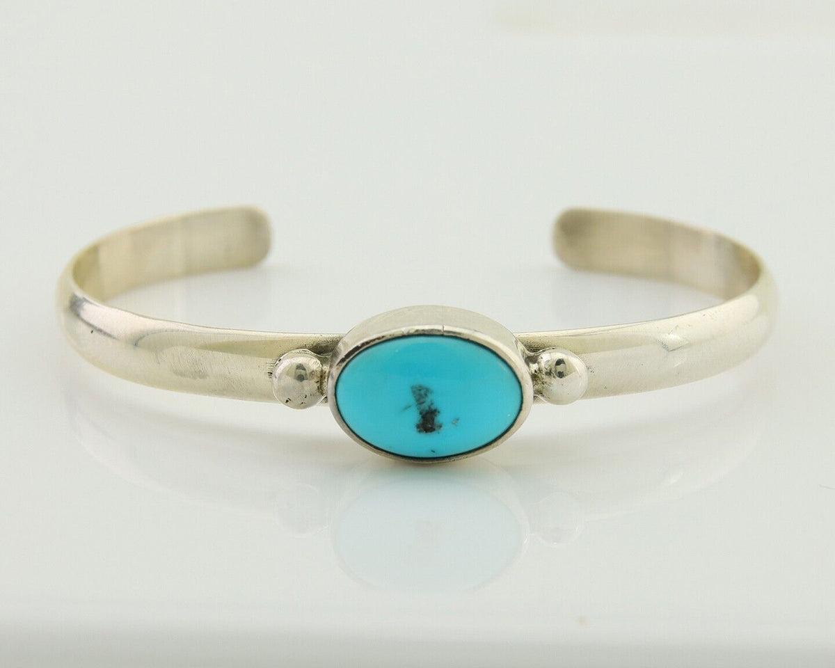 Navajo Cuff Bracelet Blue Turquoise 925 Silver Native American Artist C.80's