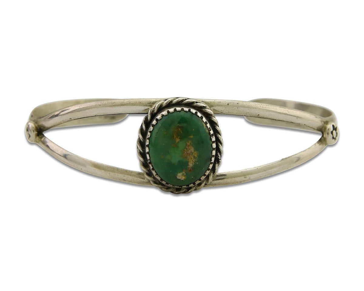 Navajo Cuff Bracelet 925 Silver Turquoise Native American Artist Handmade C.80's