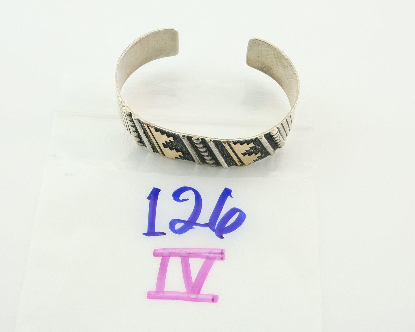 Navajo Bracelet Gold & 925 Silver Handmade 19 mm Wide Signed Thomas Singer C80s