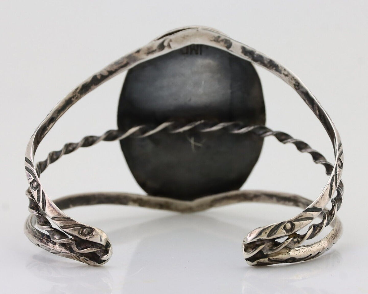 Navajo Cuff Bracelet 925 Silver Natural Turquoise Artist Signed JMC C.80's