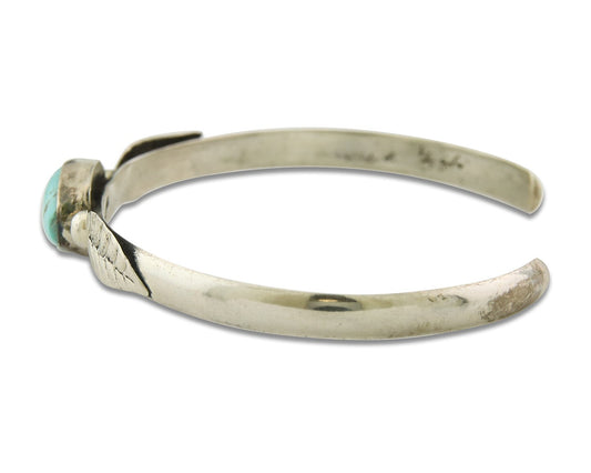 Vintage Navajo Bracelet 925 Silver Turquoise Handmade Authentic Signed GC01