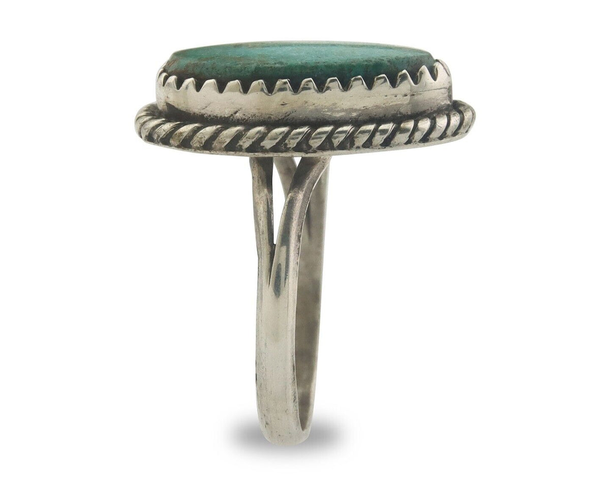 Navajo Ring 925 Sterling Natural Turquoise Native Artist C.80's Size 6.0