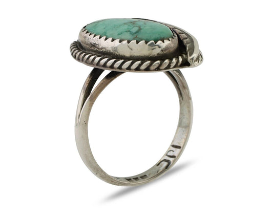 Navajo Handmade Ring 925 Silver Natural Turquoise Artist Signed IJC C.80's