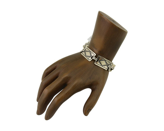 Navajo Hamdmade Link Bracelet 925 Silver Native American Artist C.80's