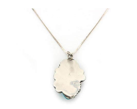 Navajo Necklace Sterling Silver Turquoise & Coral Authentic Vintage Handmade