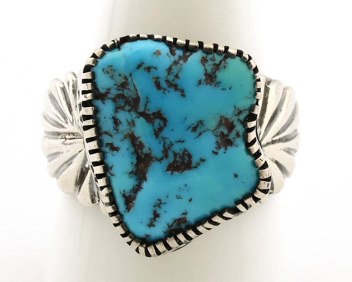 Navajo Ring .925 Silver Sleeping Beauty Turquoise Artist Signed DK C.80's