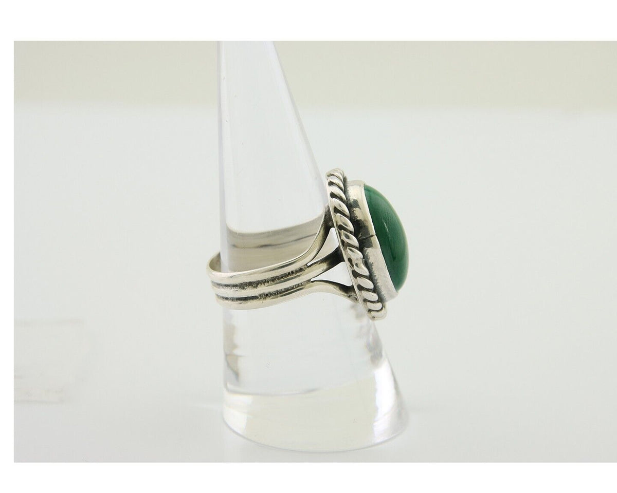 Navajo Ring 925 Silver Natural Malachite Native American Artist C.80's