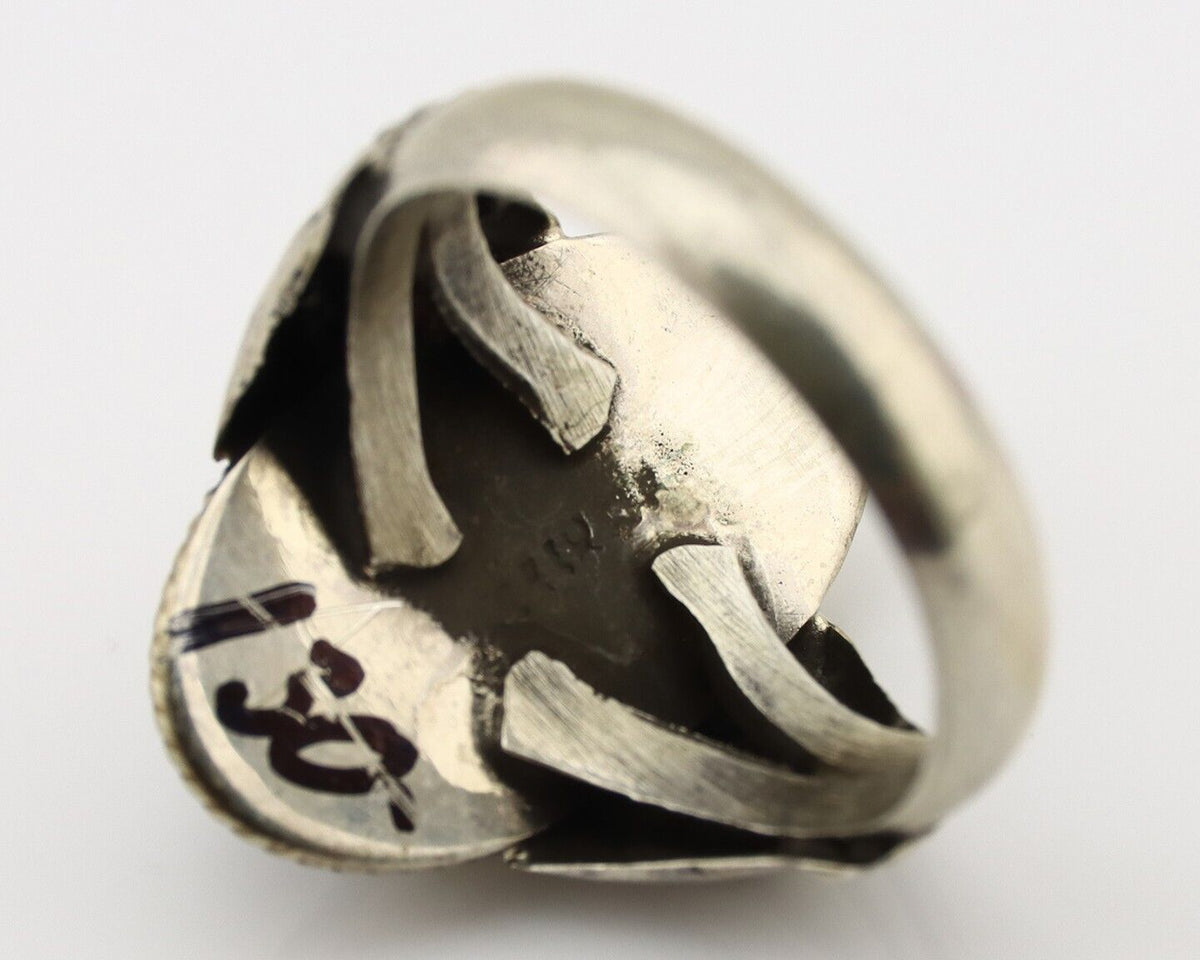 Navajo Handmade Ring 925 Silver Natural High Grade Fire Opal Native Artist C.80s