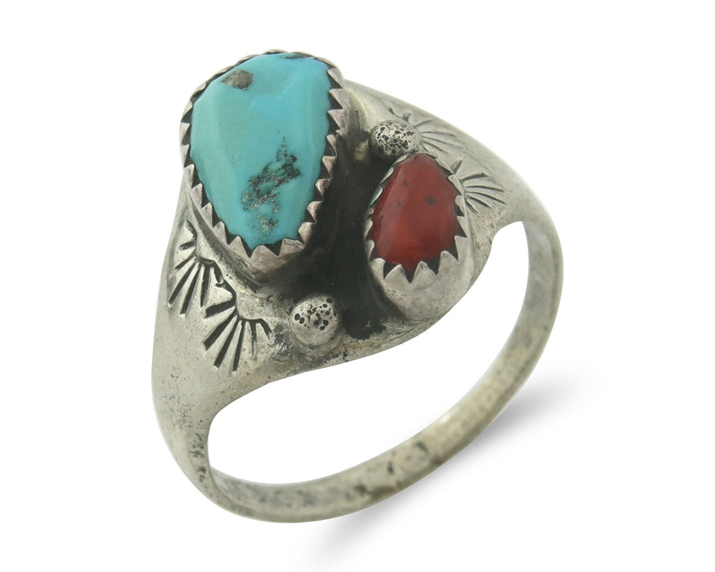 Vintage Navajo Ring 925 Sterling Silver Natural Gemstone Authentic 