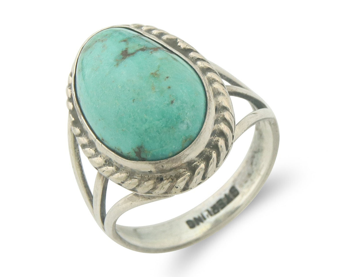 Vintage Navajo Ring 925 Sterling Authentic Santa Rita Turquoise Size 6.5