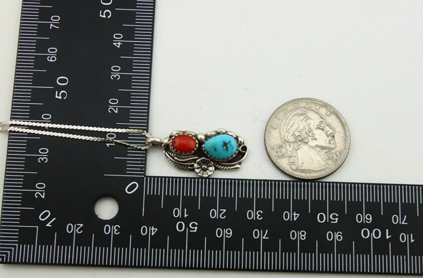 Navajo Necklace 925 Silver Spiderweb Turquoise Artist Signed SC C80s