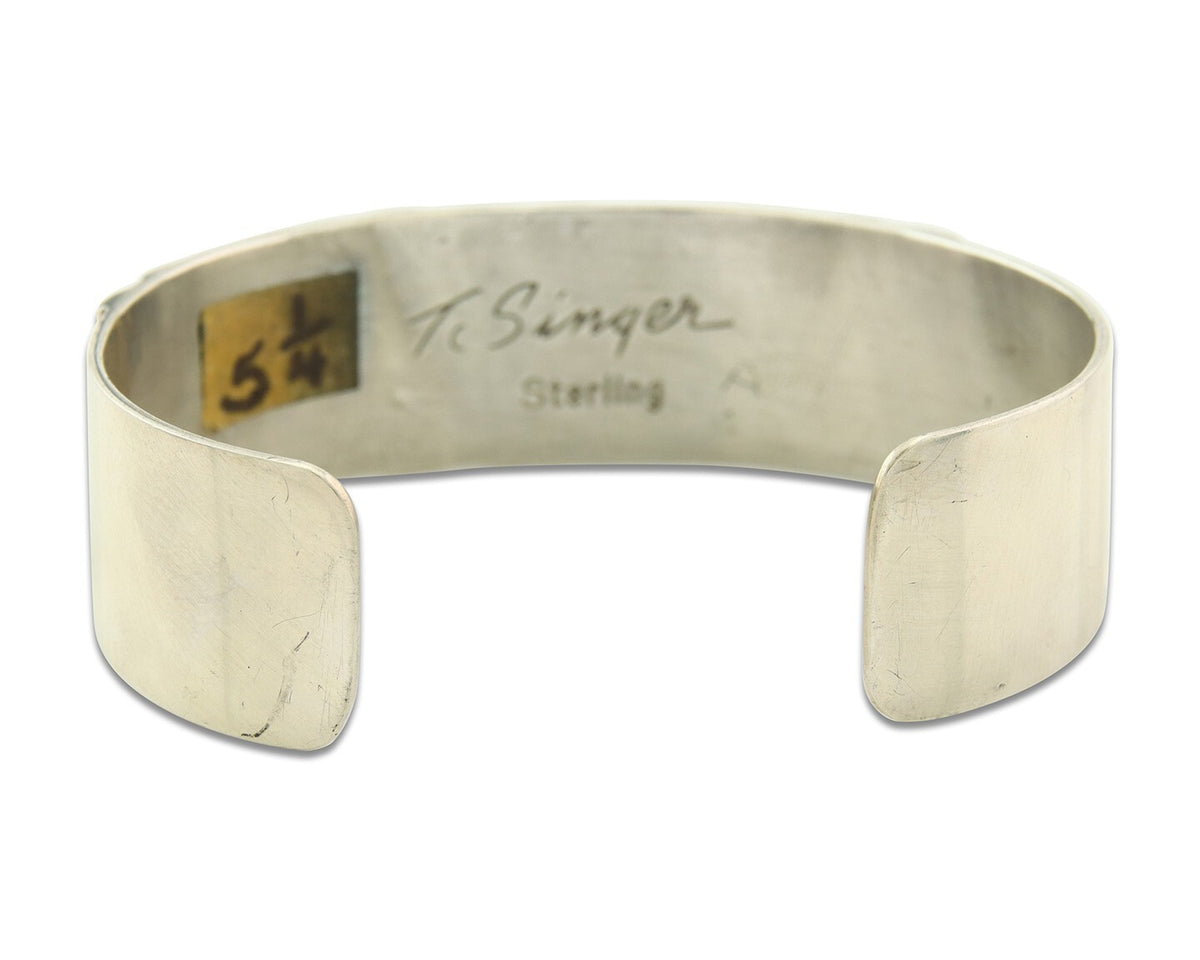 Navajo Bracelet Gold & 925 Silver Handmade 19 mm Wide Signed Thomas Singer C80s