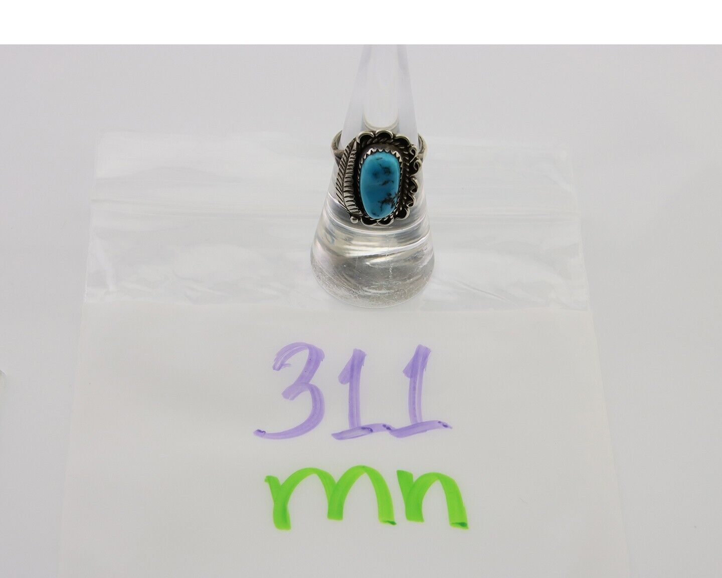 Navajo Ring 925 Silver Natural Blue Turquoise Native American Artist C.80's