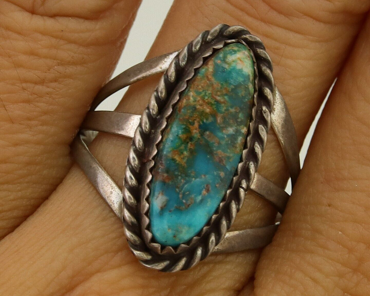 Navajo Ring 925 Sterling Silver Turquoise Native American Artist C.80's